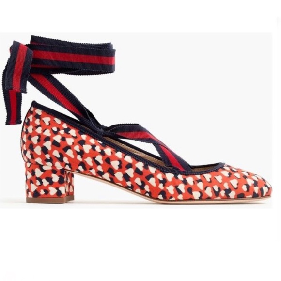 J. Crew Shoes - J. CREW Heart Print Lace -Up Pumps Heels sz 8